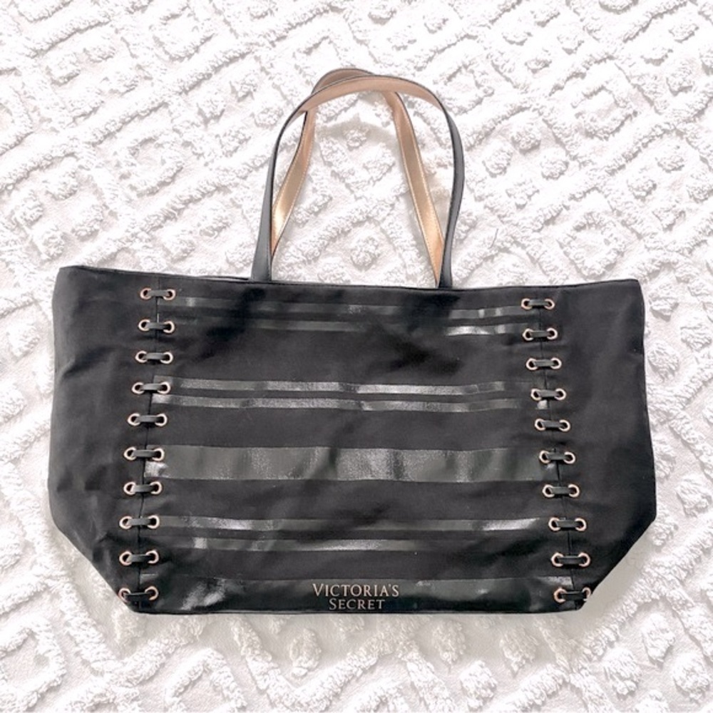 VS Black & Copper Striped Overnight Tote Weekend Travel Carry-on Bag